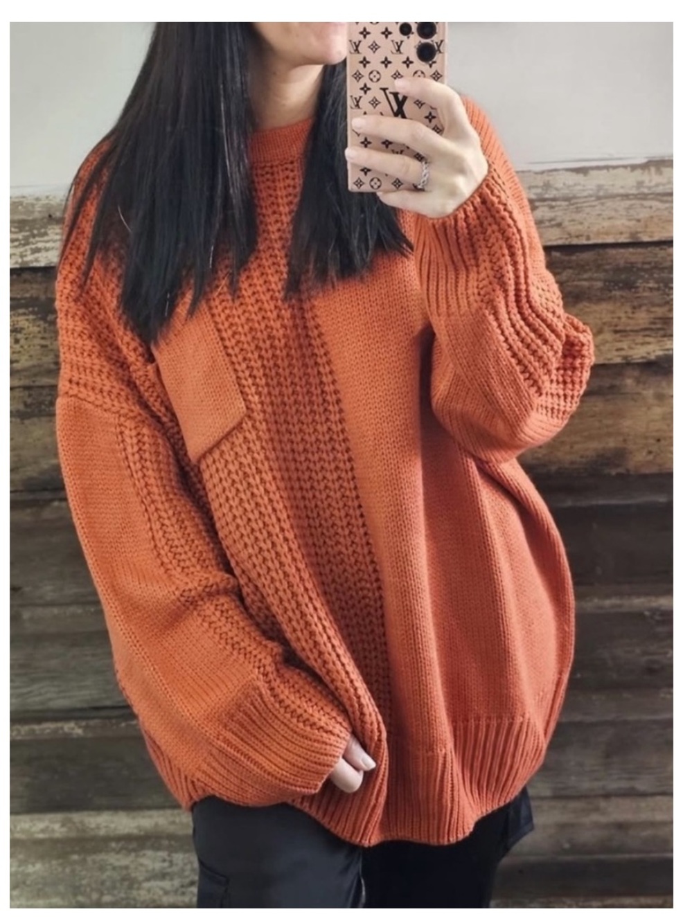 NWT CALISTA/FINAL TOUCH Oversized Cozy Sweater in Orange SMALL